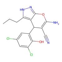 6-Amino-4-(3,5-dichloro-2-hydroxyphenyl)-3-propyl-2,4-dihydropyrano[2,3-c]pyrazole-5-carbonitrile，381186-64-7，≥98%，阿拉丁