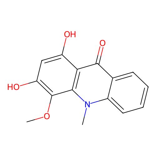 1,3-Dihydroxy-4-methoxy-10-methylacridin-9(10H)-one，1189362-86-4，阿拉丁产品图