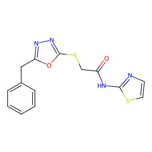 2-((5-benzyl-1,3,4-oxadiazol-2-yl)thio)-N-(thiazol-2-yl)acetamide，665016-66-0，≥98%，阿拉丁产品图