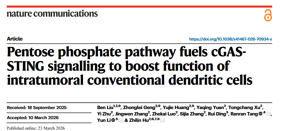 nature子刊(IF=15.7)|磷酸戊糖途径代谢检查点——唤醒瘤内树突状细胞的“金钥匙”！