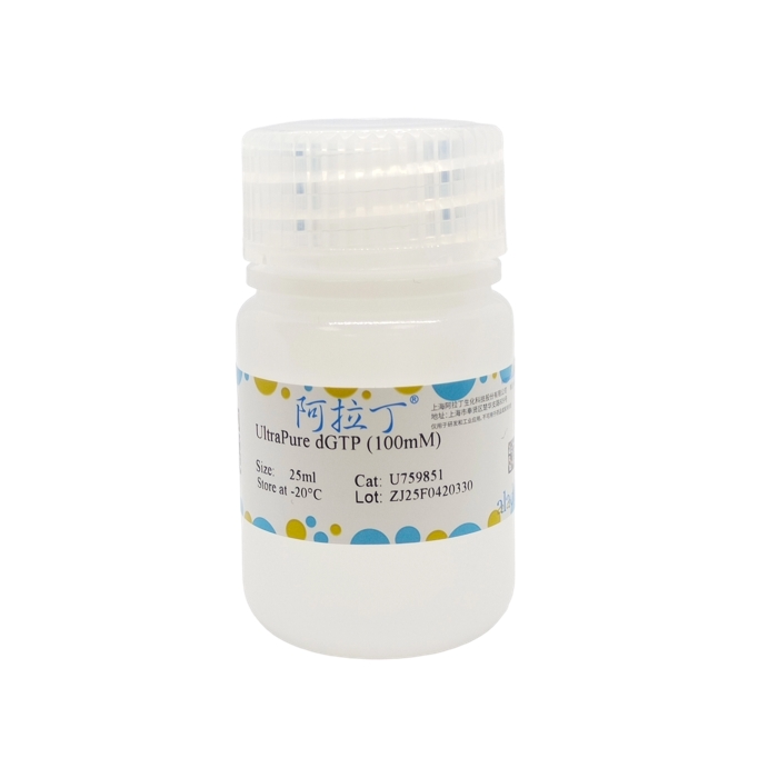 UltraPure dGTP (100mM),93919-41-6,BioReagent, 无DNA酶和RNA酶, PCR试剂, 通过内毒素测试, UltraBio™, 分子生物学级, 无菌, for DNA and RNA applications, ≥99%, 100mM,阿拉丁