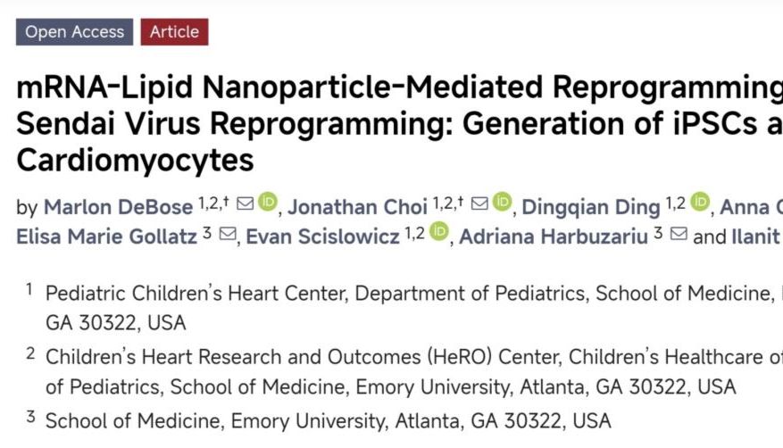 客户文章解读｜埃默里大学《IJMS》研究验证：宜明生物RNA-LNP试剂盒实现高效iPSC重编程