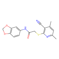N-(1,3-benzodioxol-5-yl)-2-(3-cyano-4,6-dimethylpyridin-2-yl)sulfanylacetamide，303018-40-8，≥98%，阿拉丁