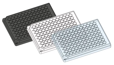 带透明、白色、黑色孔壁的 ibidi μ-Plate 多孔培养板