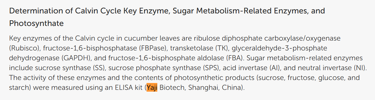 文献引用产品|植物蔗糖磷酸合成酶（SPS）Elisa试剂盒