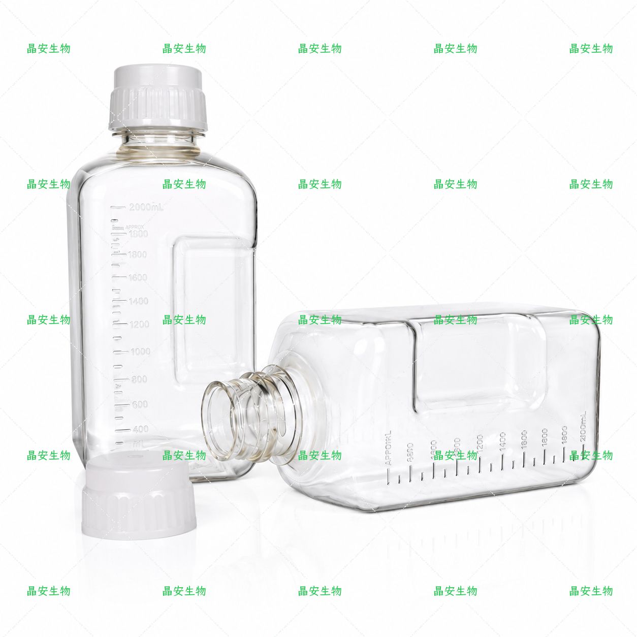 上海晶安生物PET无菌培养基方瓶1L2L方形血清瓶