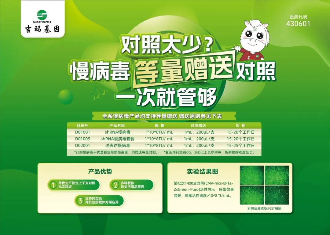全系慢病毒产品｜赠送等量对照