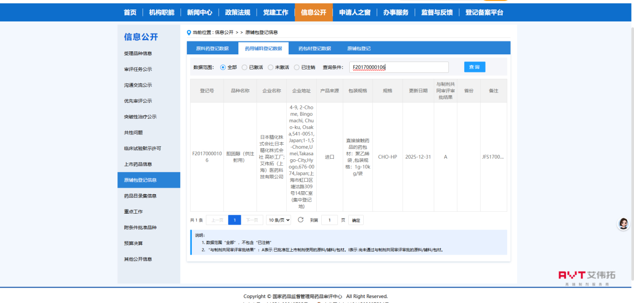 药用辅料登记信息看不懂？