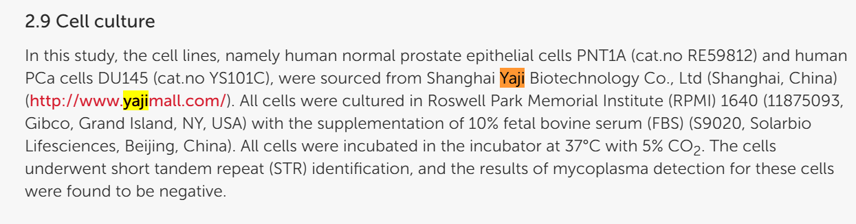 文献引用产品|PNT1A（人正常成人前列腺上皮细）