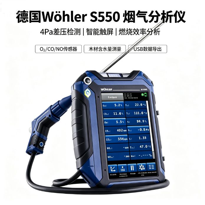 德国Wöhler S550 烟气分析仪 4Pa差压 智能触屏 燃烧效率检测