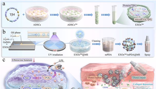 Bioactive Materials｜南京大学医学院附属鼓楼医院：Tβ4工程化ADSC外泌体+可喷涂微载体，MerTK/Pi3k/Akt轴重编程巨噬细胞打破糖