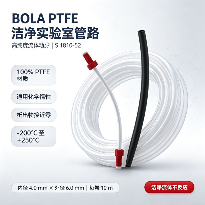 德国BOLA PTFE洁净实验室管路 耐-200至260℃ 强酸碱有机溶剂输送用