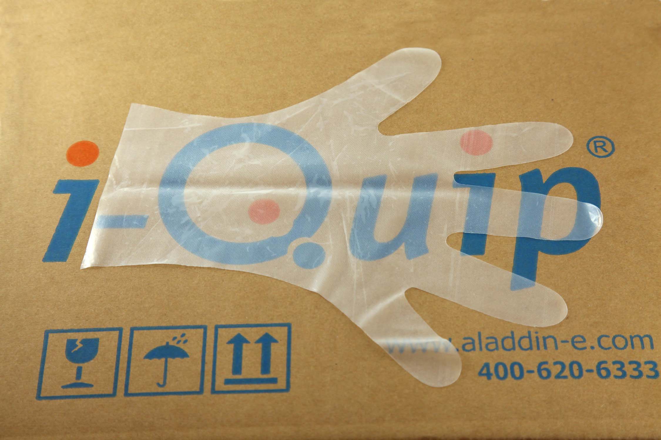 一次性PE弹力手套，i-Quip™, 材质:聚乙烯;颜色:透明;型号:外压纹加工;尺寸:M;厚度:0.25mm;净重:1.6g产品图