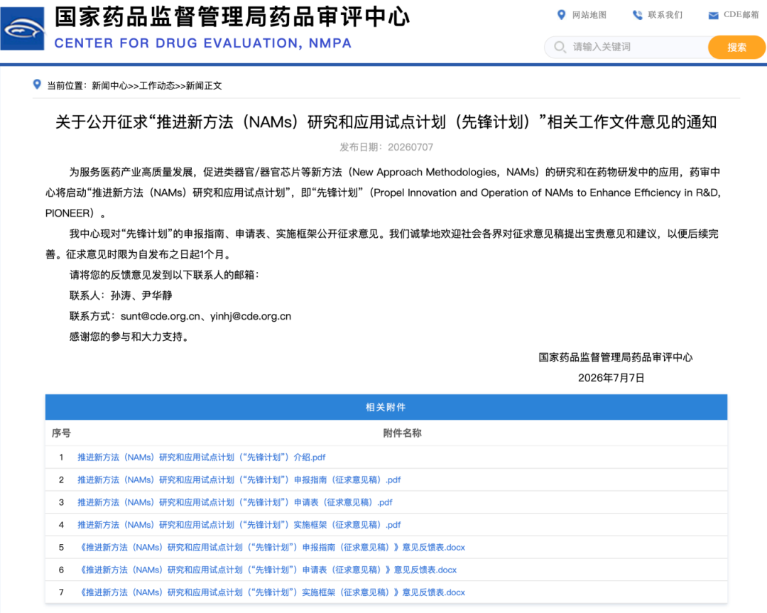 CDE“先锋计划”启动｜五年窗口、不设名额、验证一次可重复使用，NAMs 试点全解读