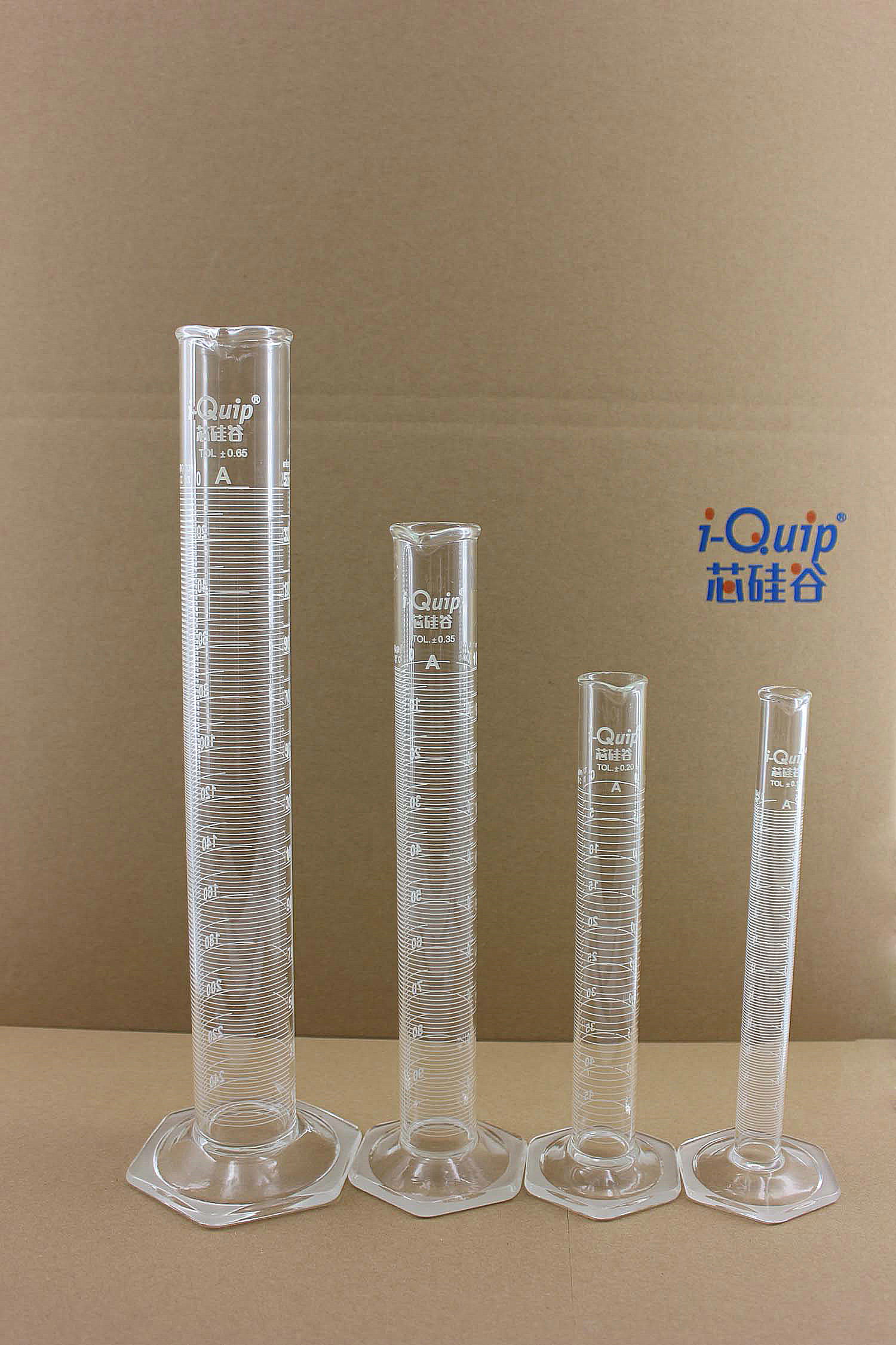 六角量筒,TC量入式,i-Quip™, 材质:高硼硅玻璃(3.3料);颜色:透明