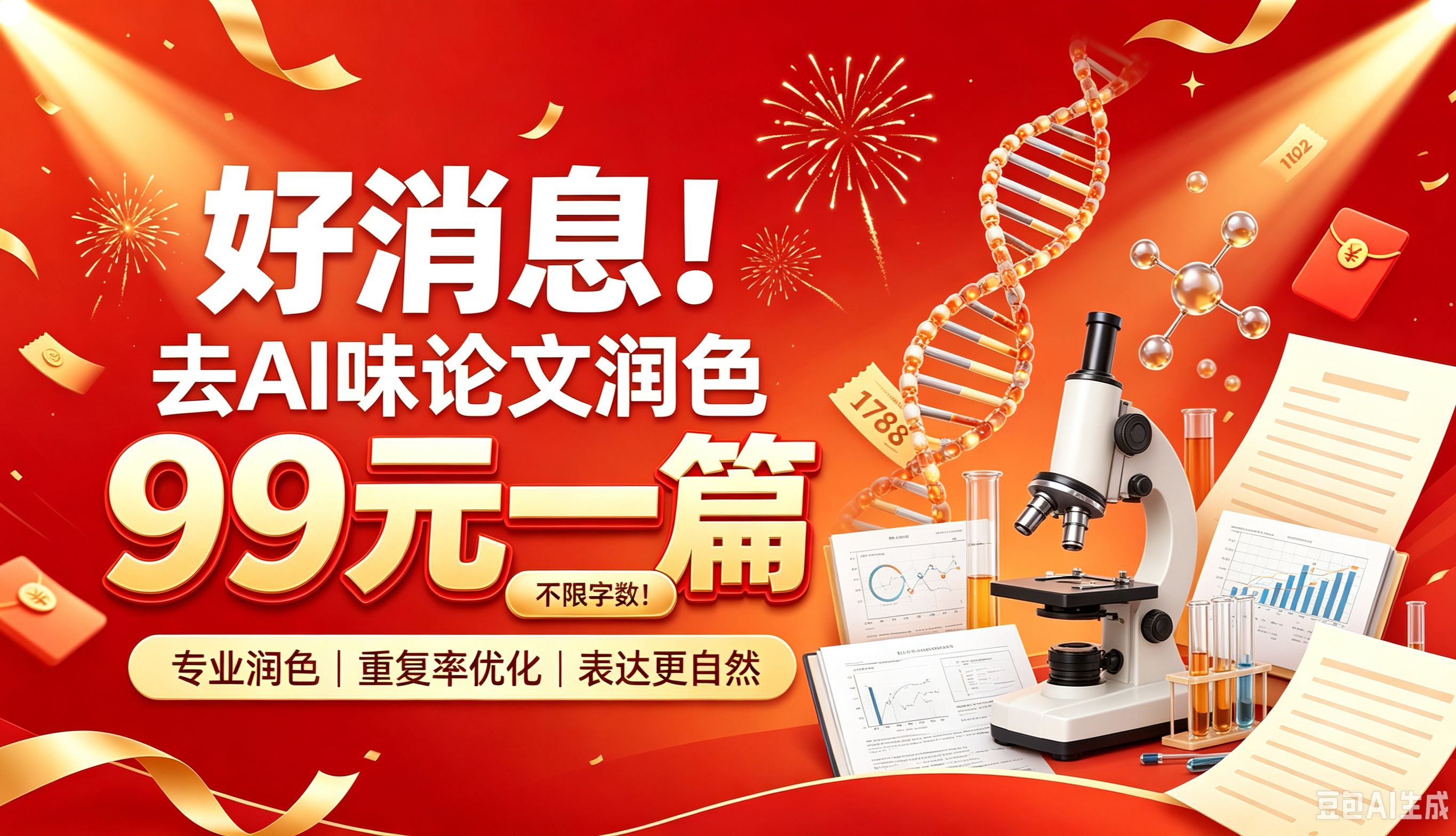 好消息！去AI味论文润色，99元一篇，不限字数！