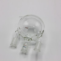 夹套全包式直三口球瓶,i-Quip™, 材质:高硼硅玻璃;颜色:透明;侧口:24/40