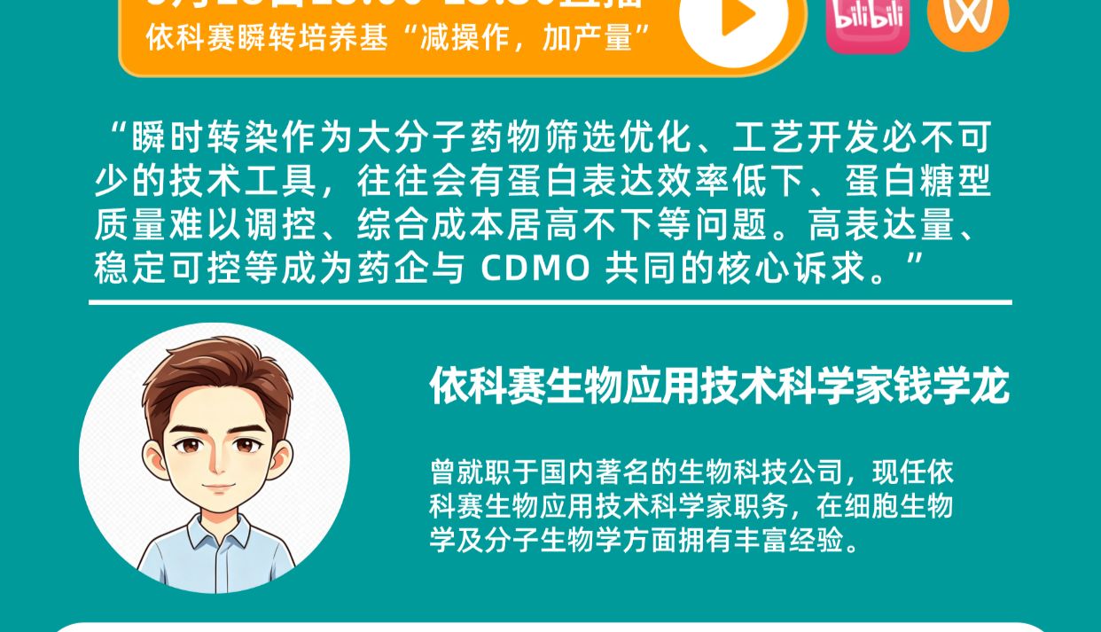 直播预告 | 高效瞬转，精准定制：CHO/293无血清培养基助力生物药研发与生产新突破