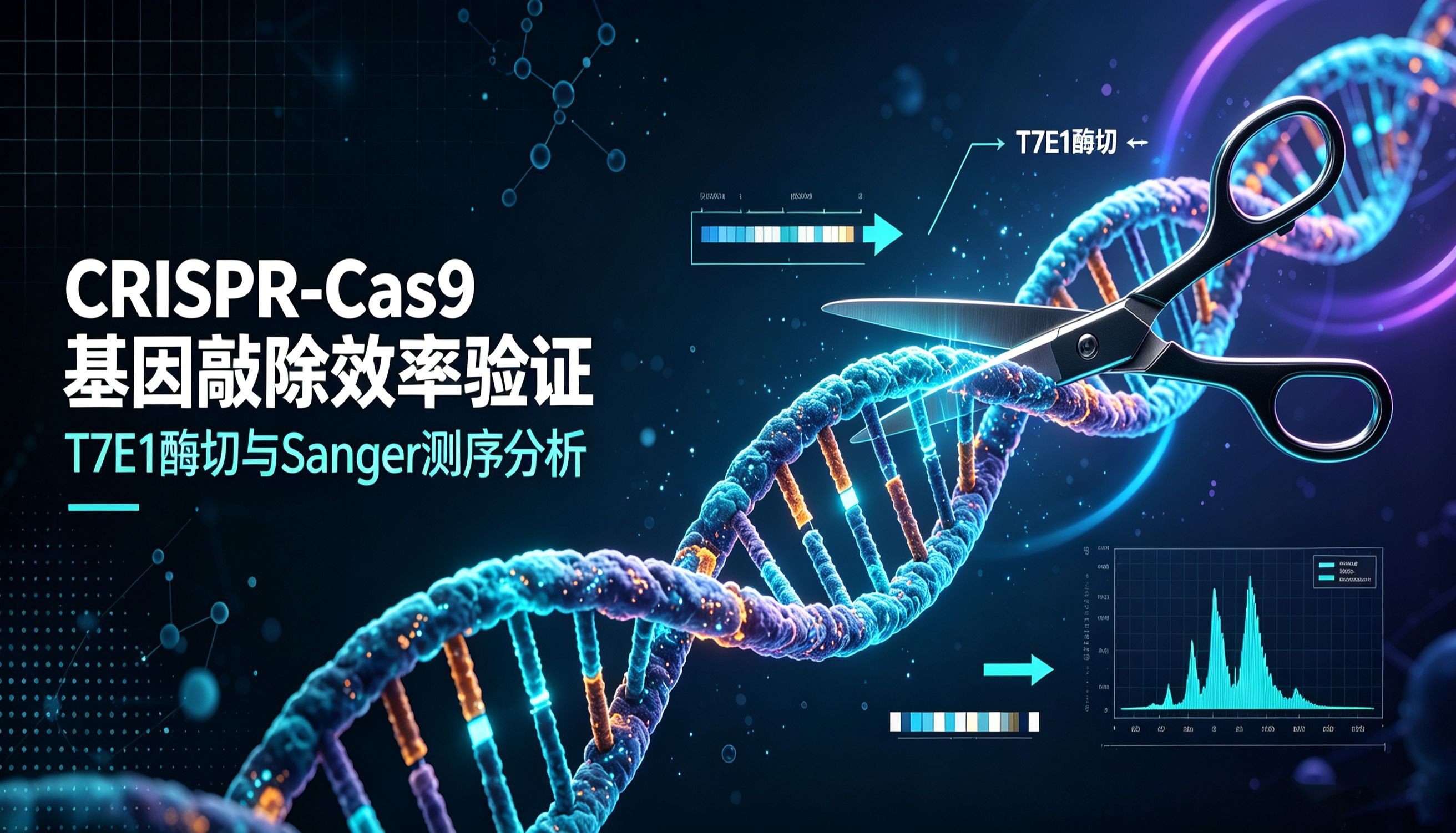 CRISPR-Cas9基因敲除效率验证：T7E1酶切与Sanger测序分析