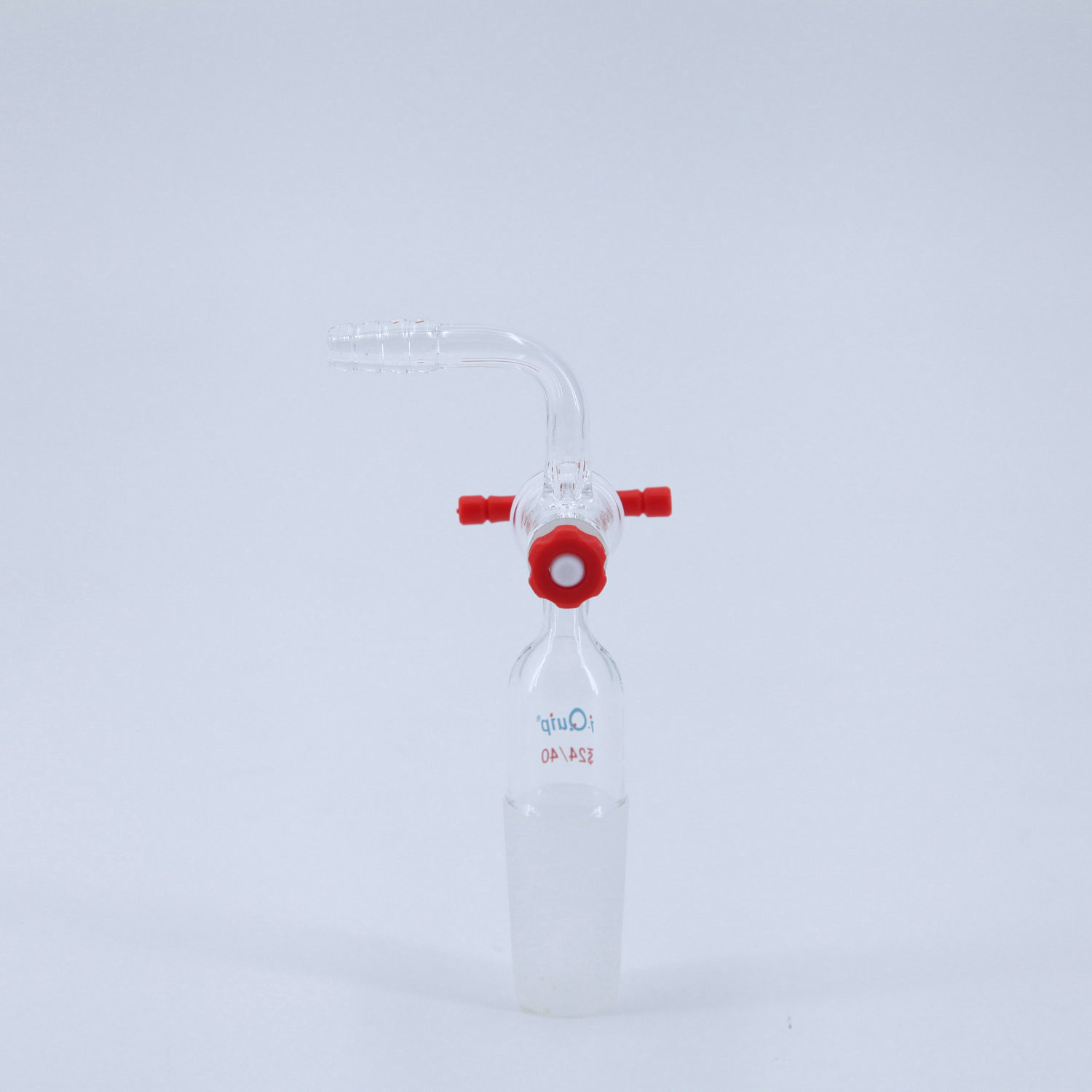 90°抽气接头,具四氟节门塞,i-Quip™, 材质:高硼硅玻璃;颜色:透明