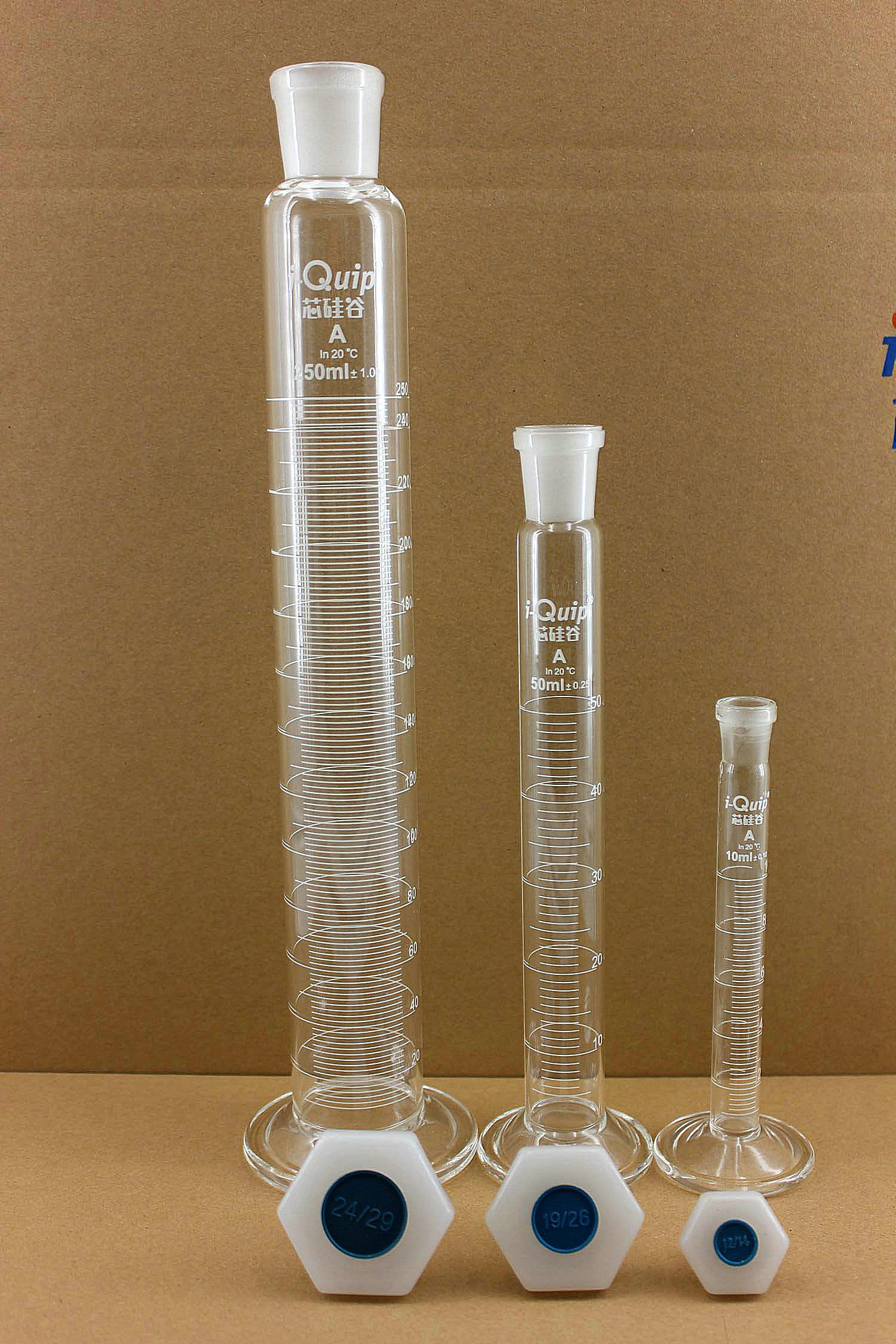 圆底具塞量筒,TC量入式，i-Quip™, 材质:高硼硅玻璃(3.3料)