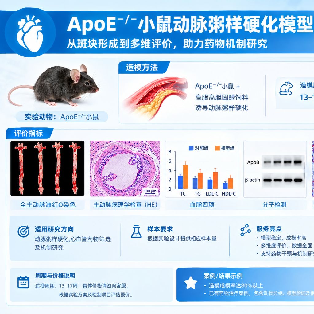 ApoE-/-小鼠动脉粥样硬化模型