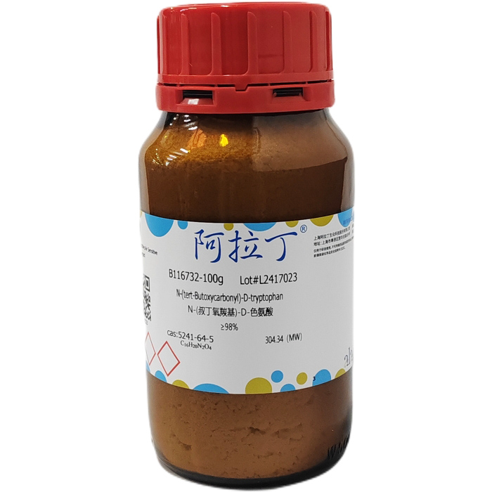 N-(叔丁氧羰基)-D-色氨酸,5241-64-5,≥98%,阿拉丁产品图