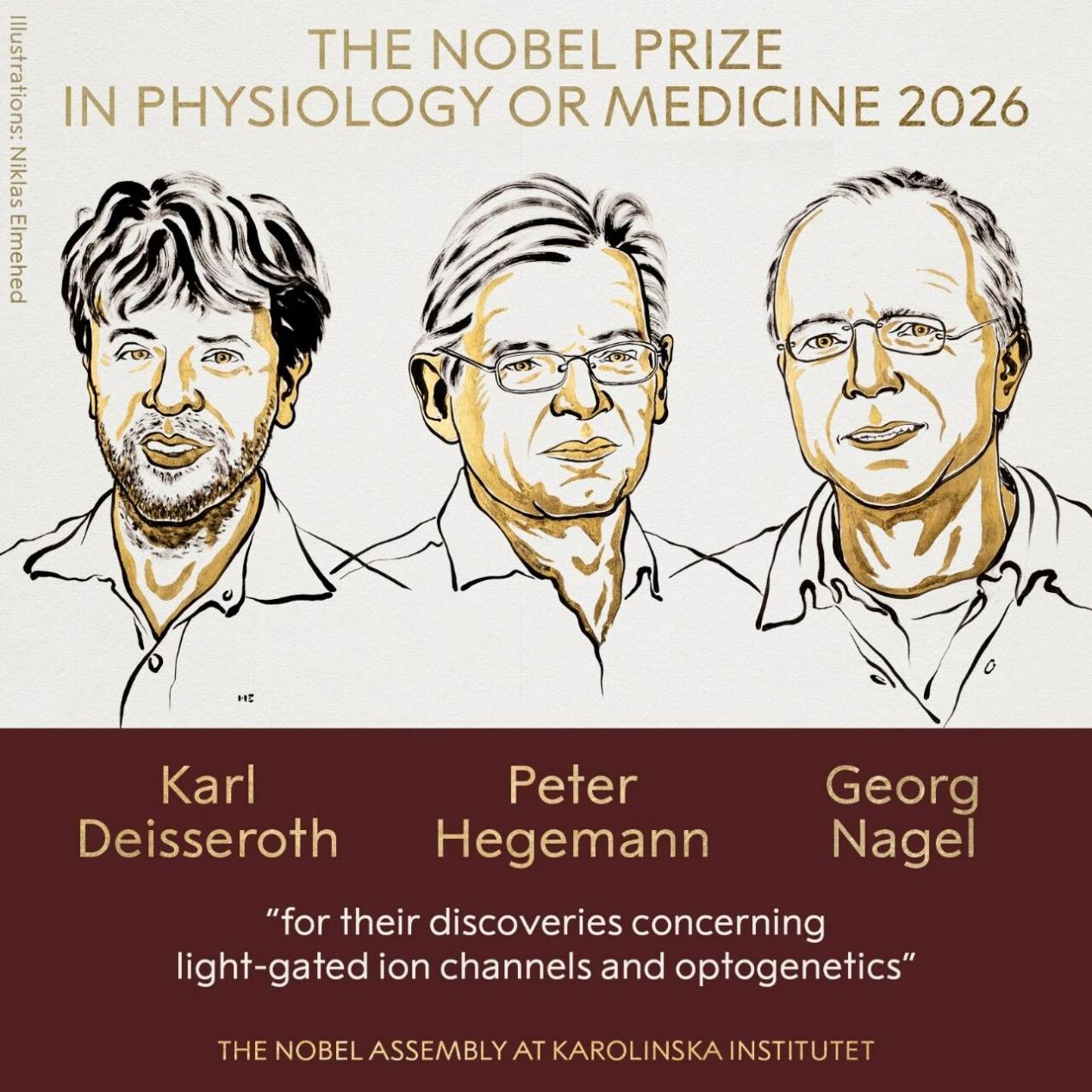 Karl Deisseroth、Peter Hegemann和Georg Nagel