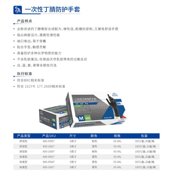 一次性丁腈防护手套（工业）