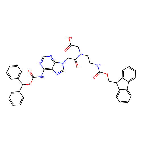 N-[[6-[[(二苯基甲氧基)羰基]氨基]-9H-嘌呤-9-基]乙酰基]-N-[2-[[(9H-芴-9-基甲氧基)羰基]氨基]乙基]甘氨酸，186046-82-2，95%，阿拉丁产品图