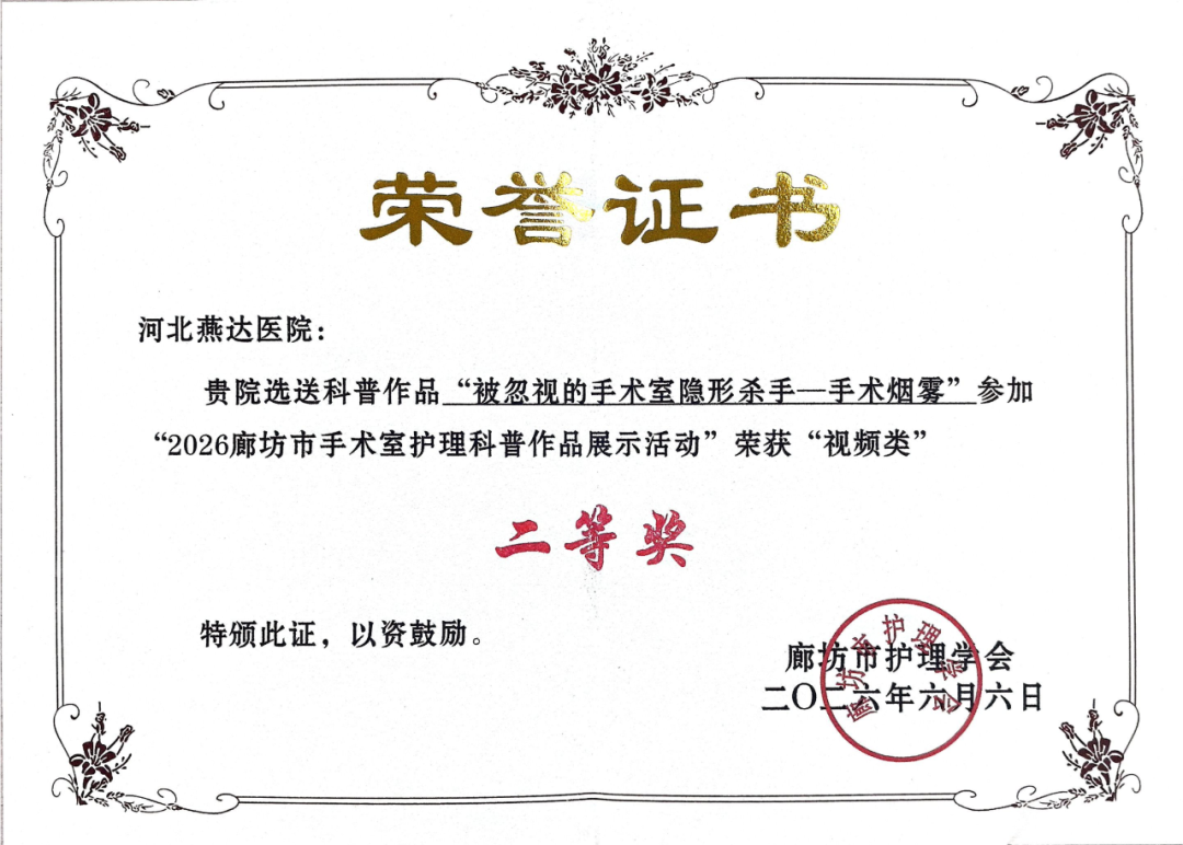 河北燕达医院手术室护理团队在市级科普作品展示活动中荣获多个奖项