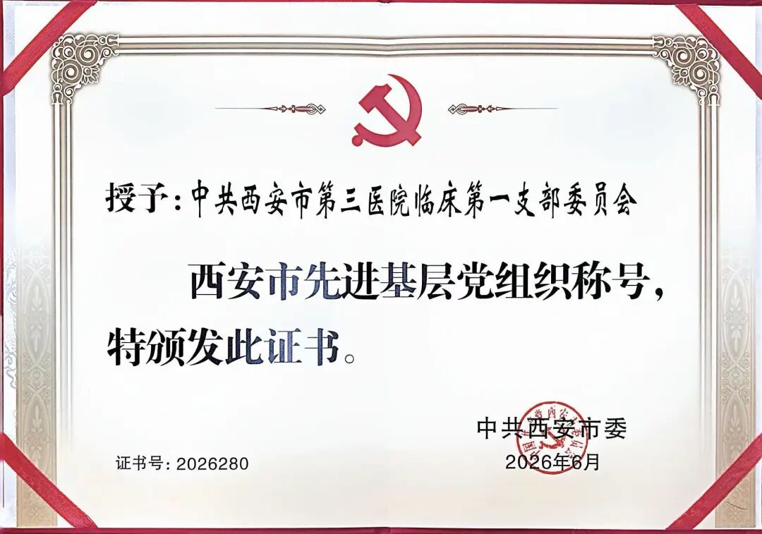 喜报!西安市第三医院临床第一党支部荣获“西安市先进基层党组织”称号