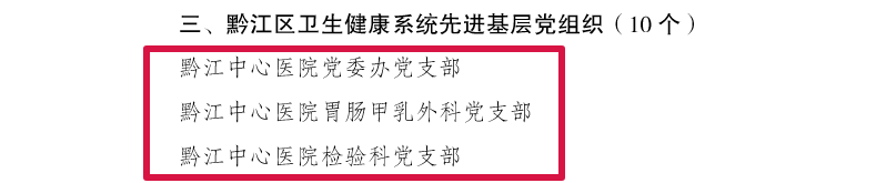 喜报！我院多名个人和集体荣获黔江区卫生健康系统“两优一先”表彰！