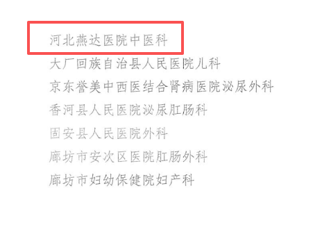 喜报!燕达医院多科室获评市级中西医协同“旗舰”科室及建设单位