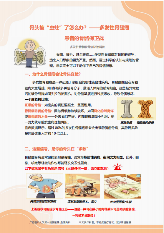 骨头被“虫蛀”了怎么办?多发性骨髓瘤患者的骨骼保卫战 | 内科系统常见慢病防治护理科普专栏⒇