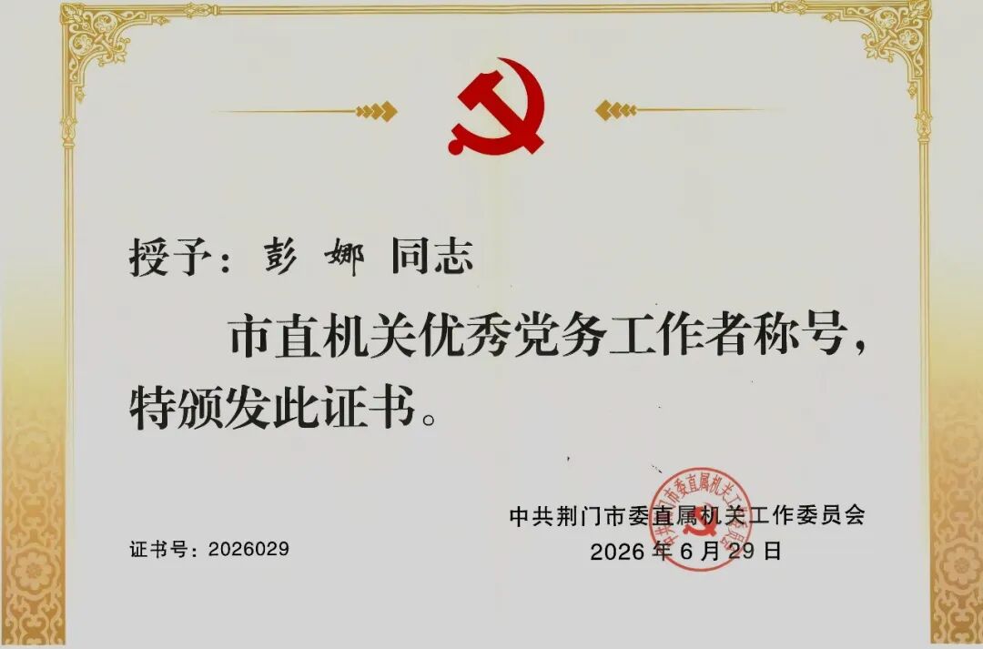 先锋力量|荆门市市直机关优秀党务工作者——彭娜