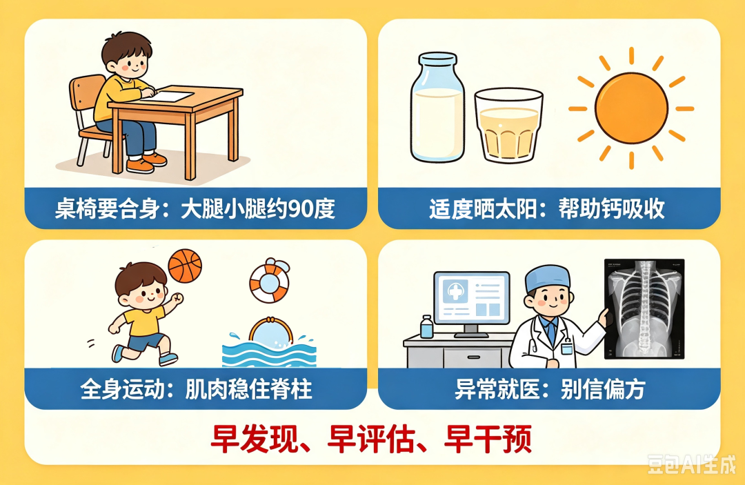 孩子跷二郎腿、趴着写作业？家长必看！别让脊柱“弯”了！