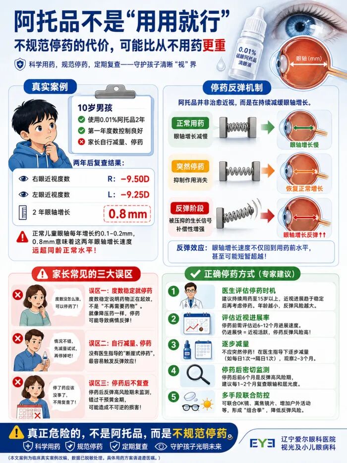 10岁男孩两年近视飙至950度:阿托品自行“说停就停”,反弹代价远超家长想象
