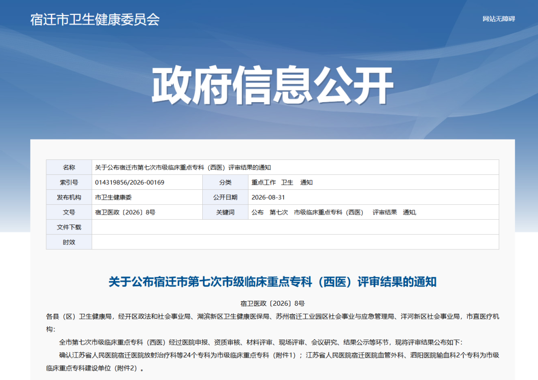 喜报:专科建设再结硕果!我院新增 9 个市级临床重点专科,总量达 42 个