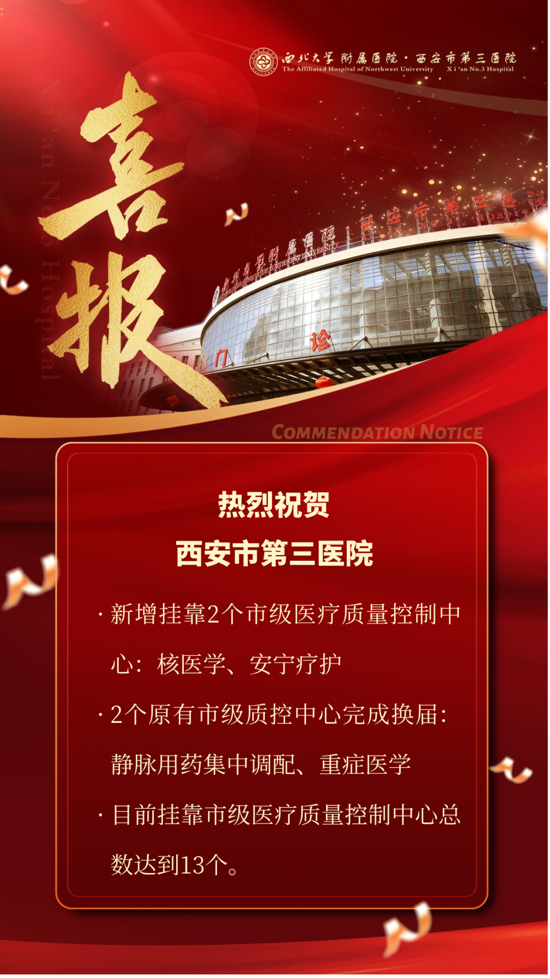 以质控中心建设推动高质量发展——西安市第三医院挂靠市级医疗质量控制中心增至13个
