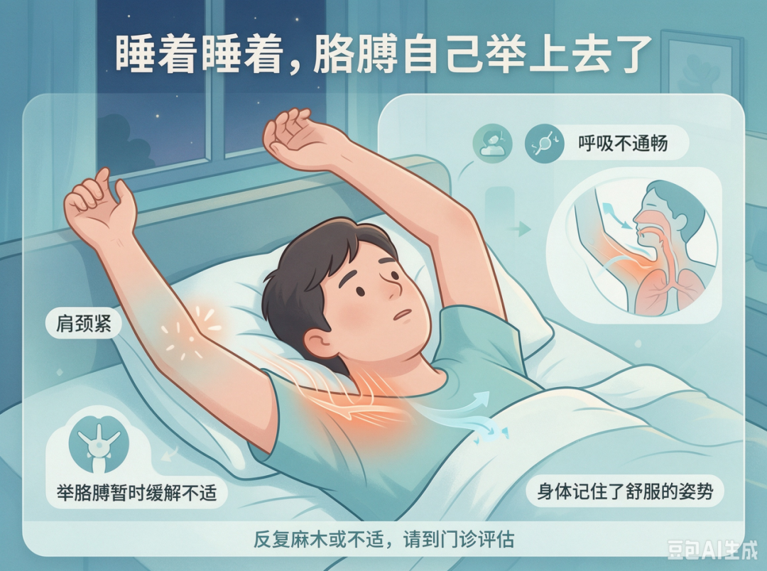 睡觉总爱 “举手投降”？医生：宝宝没事，大人长期这样要当心