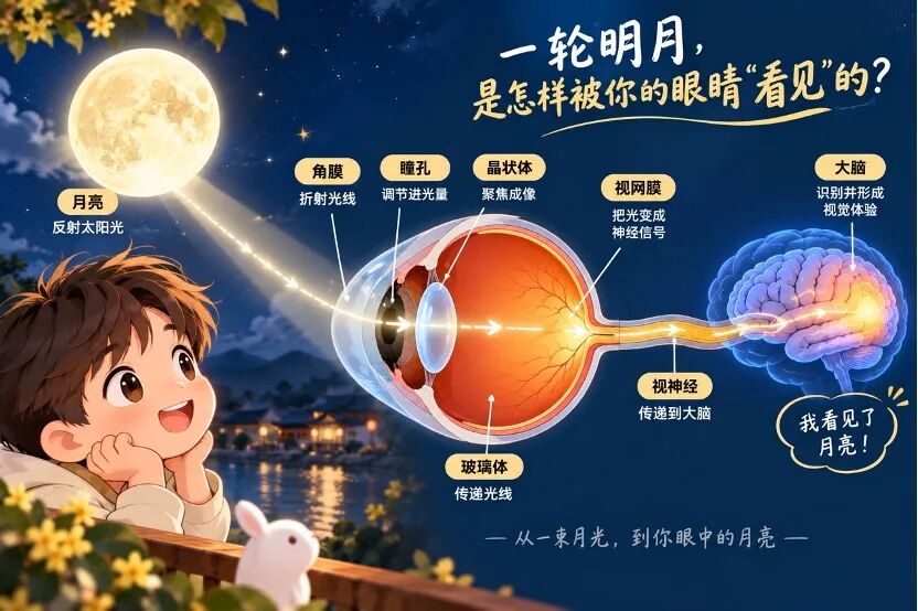 一轮明月，是怎样被你的眼睛“看见”的？