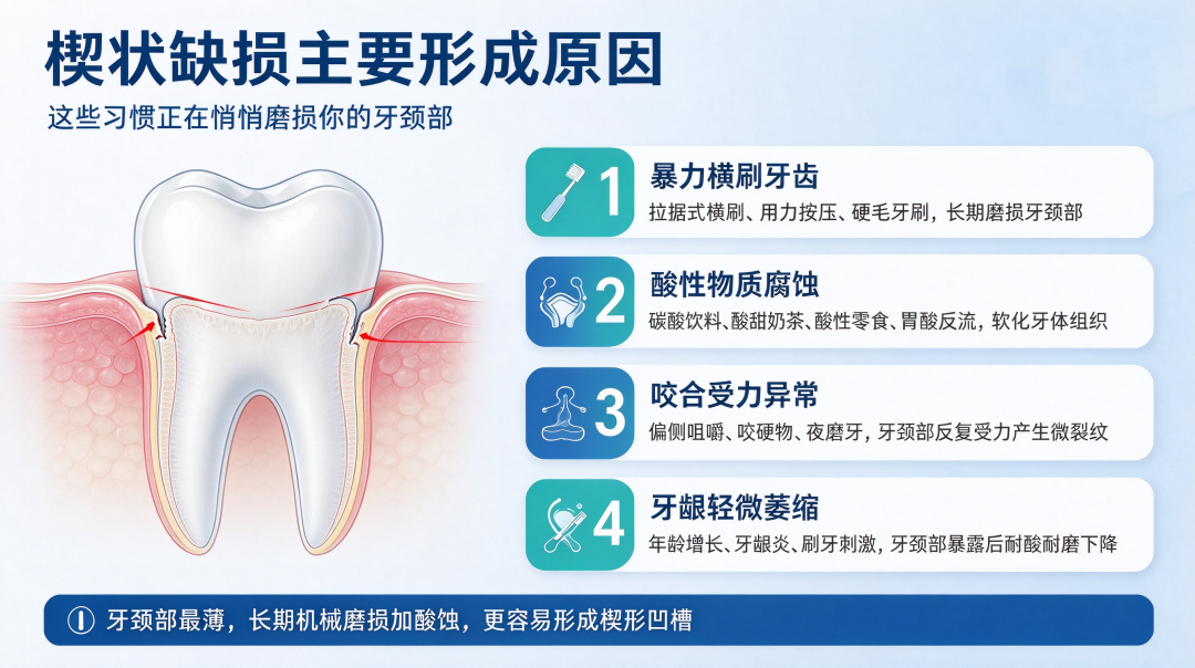 牙齿边缘凹槽、喝冷水发酸？一文带你读懂楔状缺损的危害与预防