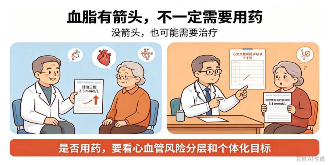 有箭头不用药?没箭头反而要治?读懂血脂化验单,关键不在箭头,在“风险分层”
