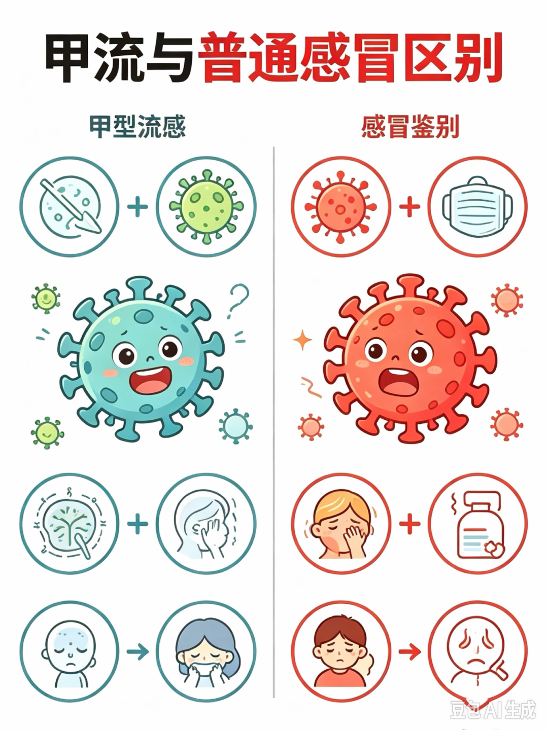 甲流 VS 普通感冒,差别不止一点点